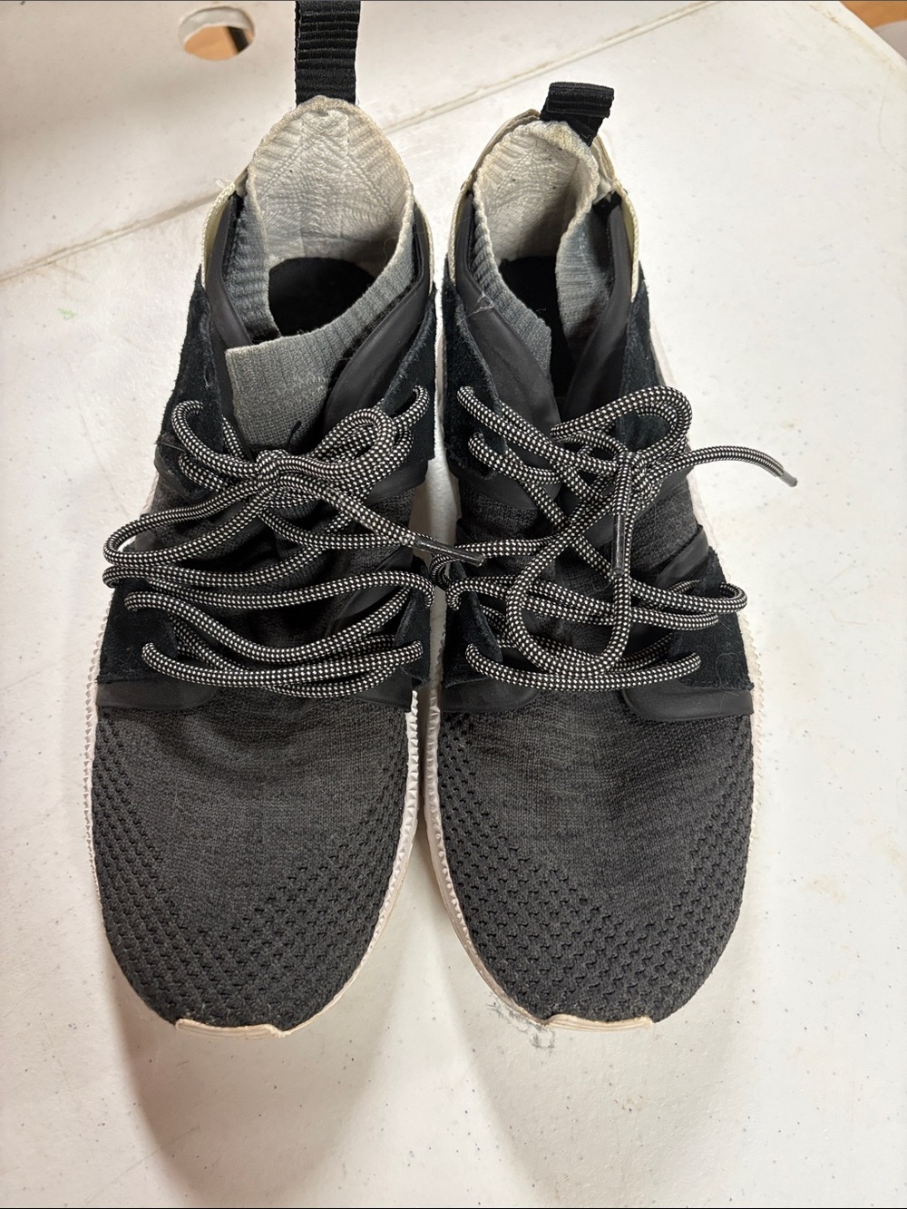 IGNITE Puma Black and Cream Slip-On Lace-Up Sneakers